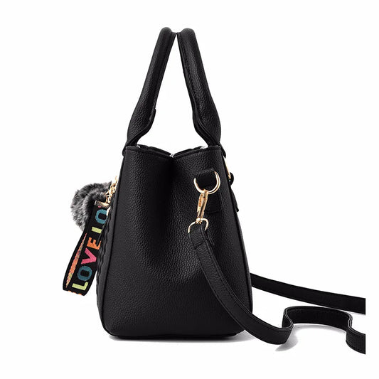 Embroidery Messenger Bags Women Leather Handbags Bags for Women Sac a Main Ladies hair ball Hand Bag.