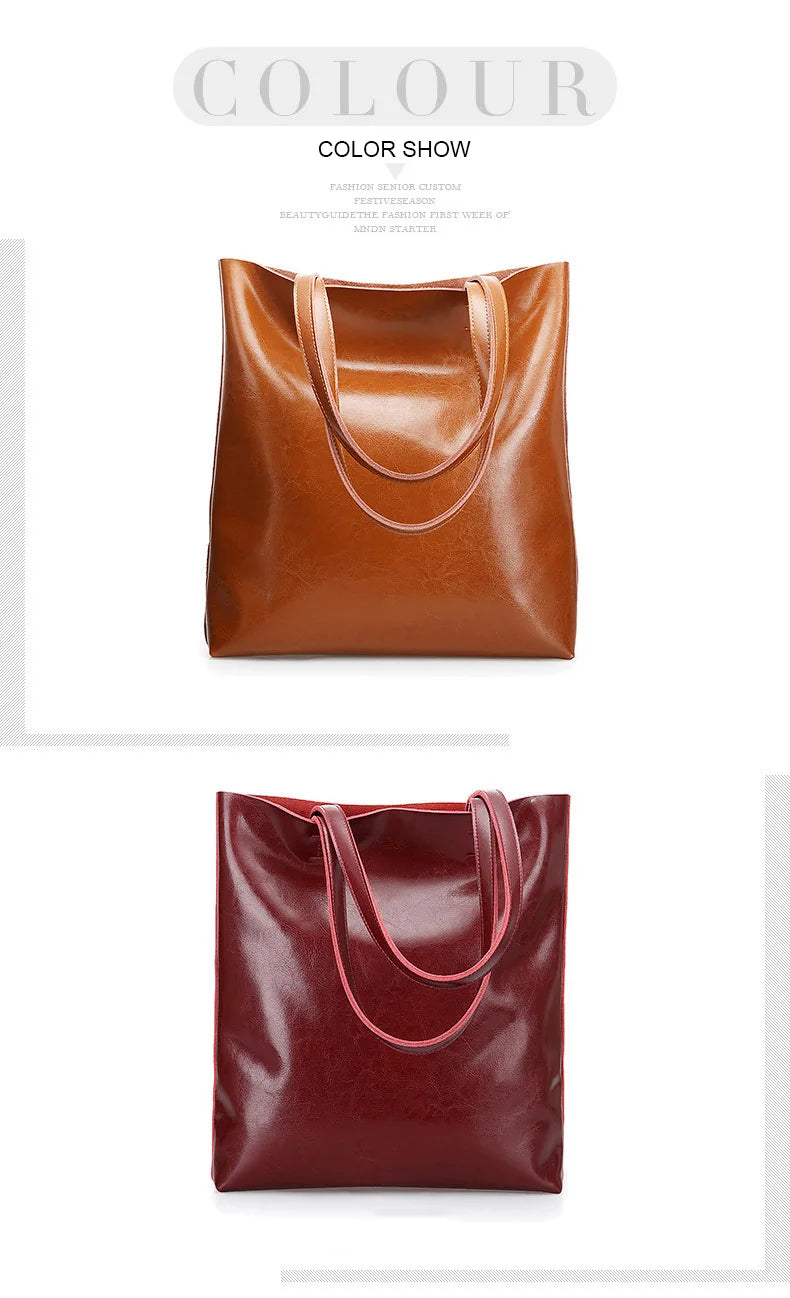 Cow Leather Bag Ladies Genuine Leather Handbags Big Women Bag Large Vintage Female 2023 Office Hand Shoulder Bags For Women Tote.