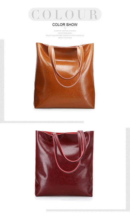 Cow Leather Bag Ladies Genuine Leather Handbags Big Women Bag Large Vintage Female 2023 Office Hand Shoulder Bags For Women Tote.