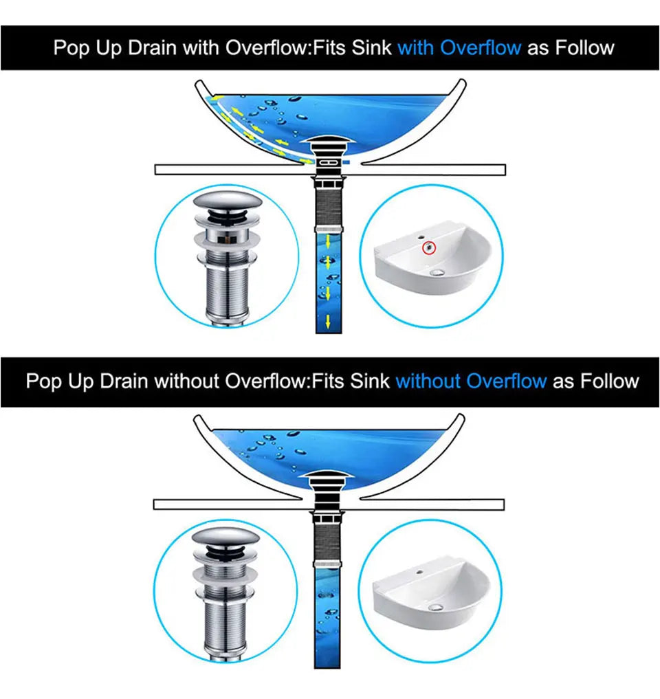 Bad Eitelkeit Waschbecken Pop Up Abfluss mit Überlauf, Wasserhahn Schiff Pop Up Abfluss Stopper