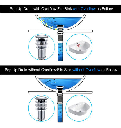 Bad Eitelkeit Waschbecken Pop Up Abfluss mit Überlauf, Wasserhahn Schiff Pop Up Abfluss Stopper