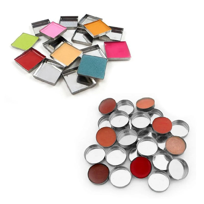 HUAMIANLI 10 Pcs New 3 Size Empty Magnetic For Eye Eyeshadow Shadow Makeup Powder Fundation Refill Palette Silver.