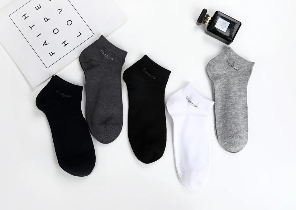 10 Pairs / Pack Men's Bamboo Fiber Socks Short High Quality New Casual Breatheable Anti-Bacterial Man Ankle Socks Men.