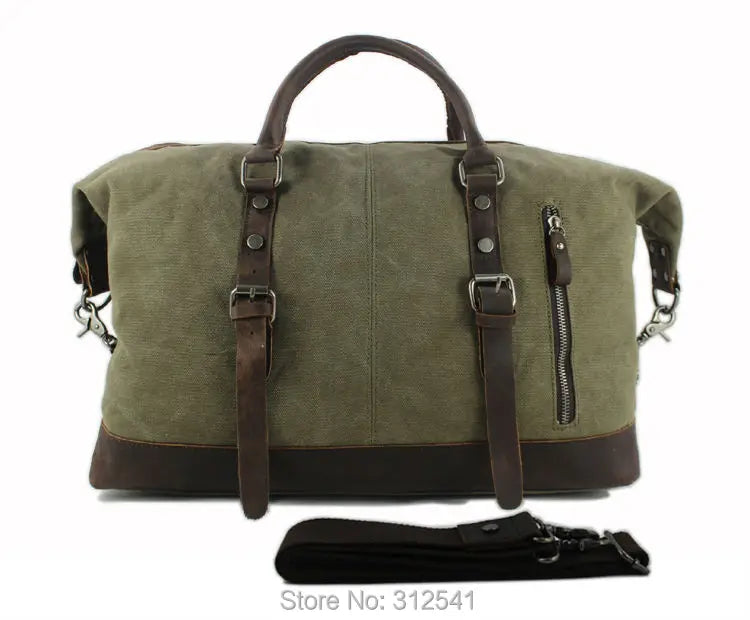 Vintage military Leinwand Leder männer reisetaschen Tragen auf Gepäck taschen Männer Duffel taschen reise tote große wochenende Tasche Übernachtung.