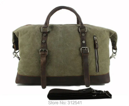 Vintage military Leinwand Leder männer reisetaschen Tragen auf Gepäck taschen Männer Duffel taschen reise tote große wochenende Tasche Übernachtung.