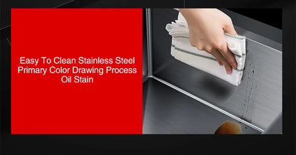 Kitchen sink lead-free handmade brushed 304 stainless steel 3mm thickness single bowl large size kitchen sink