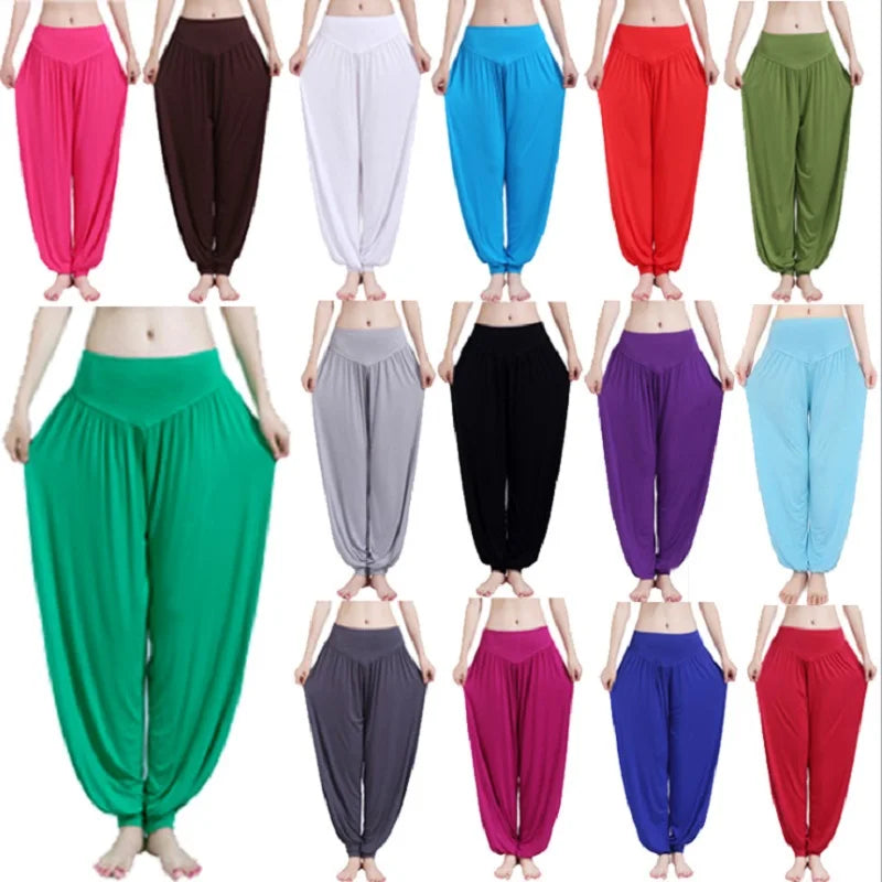 Women Yoga Pants Women Plus Size Sports Pants Yoga Leggings Colorful Bloomers Dance Yoga TaiChi Pants Modal WomenTrousers.