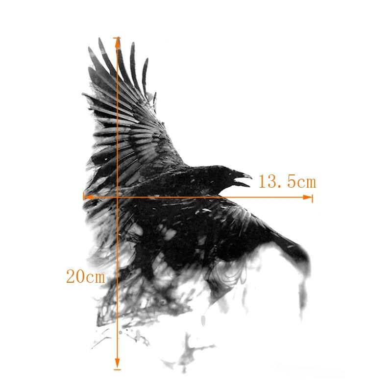 Black Raven Temporary Waterproof Tattoos Sticker Harajuku henna Tattoo Women  Animal Tattoo Crow Temporary tatoo men.
