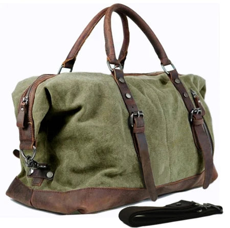 Vintage military Leinwand Leder männer reisetaschen Tragen auf Gepäck taschen Männer Duffel taschen reise tote große wochenende Tasche Übernachtung