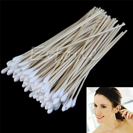 100pcs Cotton Swab 6" Applicator Q-tip Swabs White Long Handle Extra Wood  Sturdy New Cleaning Tool.