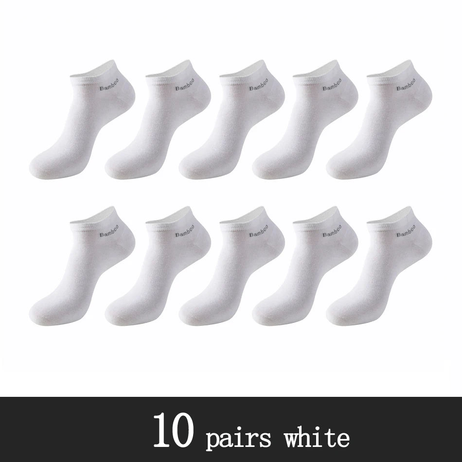 10 Pairs / Pack Men's Bamboo Fiber Socks Short High Quality New Casual Breatheable Anti-Bacterial Man Ankle Socks Men.