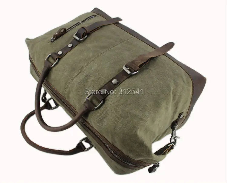 Vintage military Leinwand Leder männer reisetaschen Tragen auf Gepäck taschen Männer Duffel taschen reise tote große wochenende Tasche Übernachtung.