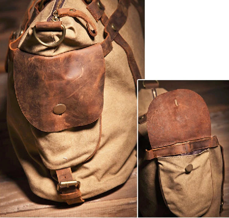 Vintage Military Canvas + Echtes Leder Herren Umhängetasche Sling Umhängetasche Tote Handtasche Herren Canvas Messenger Bag Freizeit.