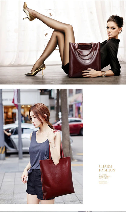 Cow Leather Bag Ladies Genuine Leather Handbags Big Women Bag Large Vintage Female 2023 Office Hand Shoulder Bags For Women Tote.