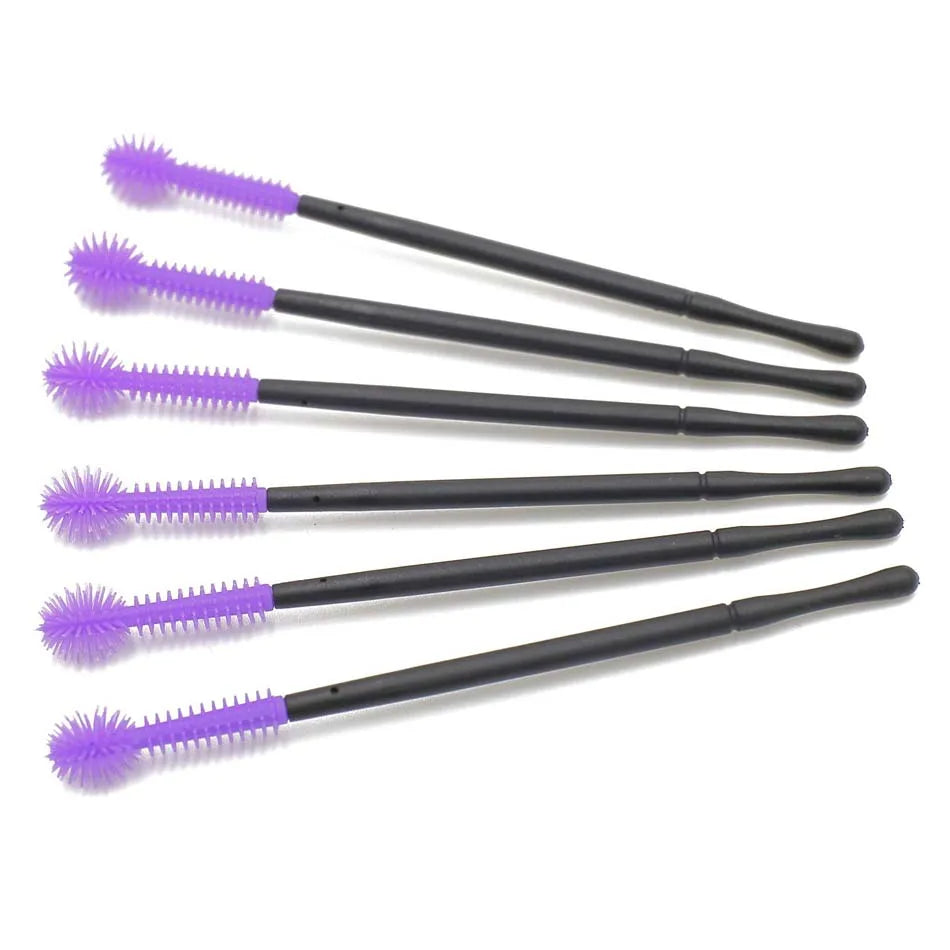 Fadvan 50Pcs/Pack Silicone Brushes Disposable Eyelash Tool Comb Mascara Wands Makeup Brushes Individual Applicator Kit for Eye.