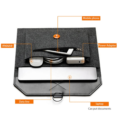 11.6/13/14/15"Laptop Sleeve Felt Ultralight Notebook Tablet Pad Case Multi-pocket Pouch Bag Briefcases for Apple Macbook/ Asus