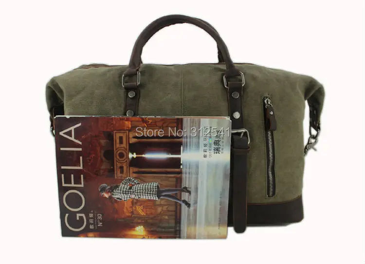 Vintage military Leinwand Leder männer reisetaschen Tragen auf Gepäck taschen Männer Duffel taschen reise tote große wochenende Tasche Übernachtung