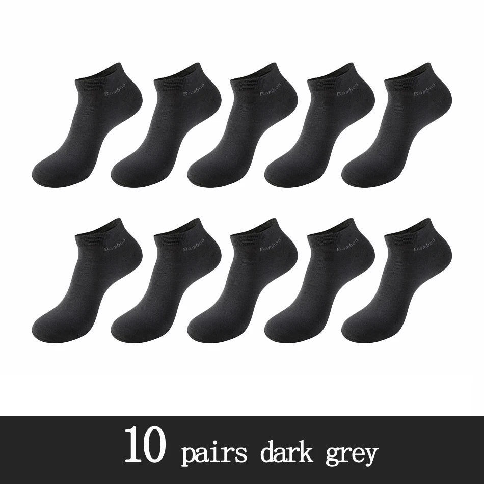 10 Pairs / Pack Men's Bamboo Fiber Socks Short High Quality New Casual Breatheable Anti-Bacterial Man Ankle Socks Men.