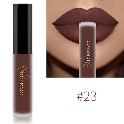NICEFACE Matte Liquid Lipstick Waterproof Long Lasting Lip Gloss Tint Sexy Red Nude Purple Metallic Lipsticks Makeup Cosmetics