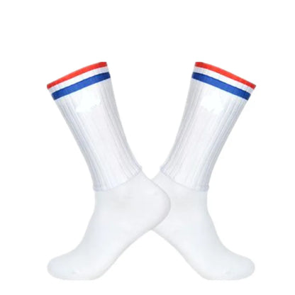Anti Slip Silicone Summer Aero Socks Whiteline Cycling Socks Men Bicycle Sport Running Bike Socks Calcetines Ciclismo.