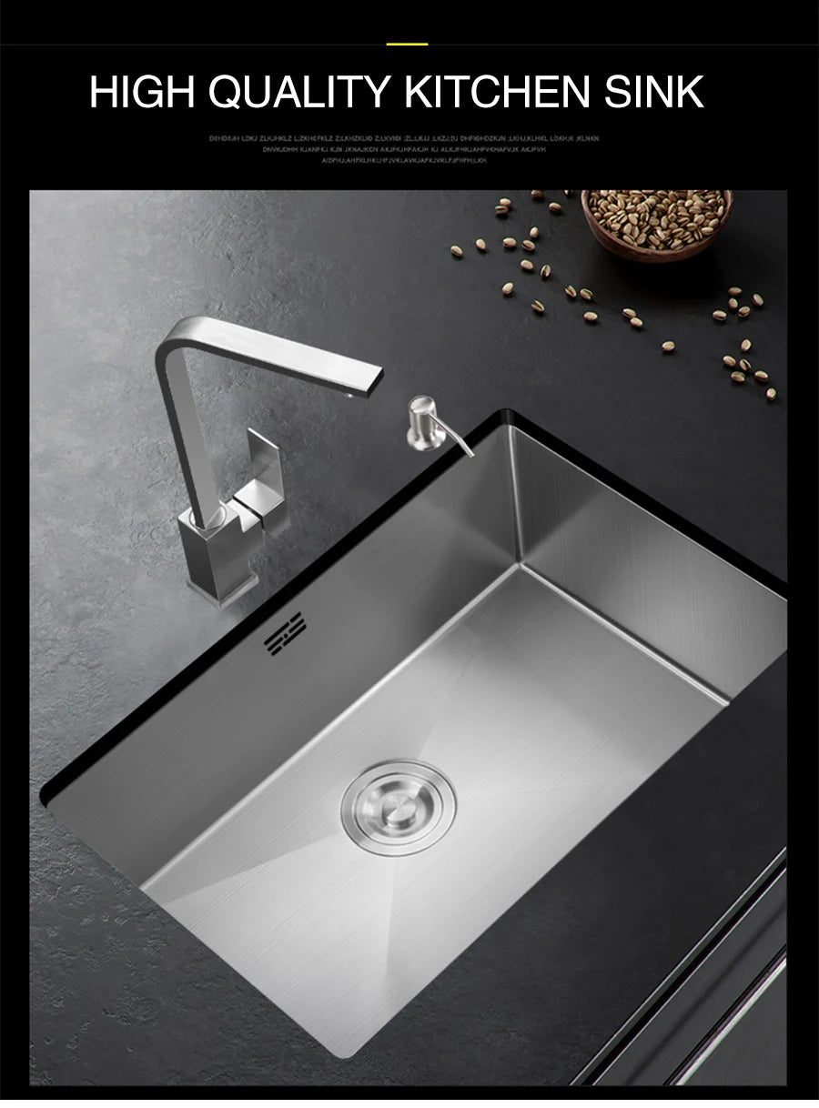 Large Size Single Kitchen Sink Handmade Brushed 304 Stainless Steel 3mm Thickness Single Bowl Bar Counter Kitchen Kinks