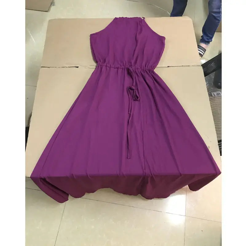 2025 sommer Maxi Lange Party Kleid Frauen Neckholder Vintage Ärmellose Hohe Split Boho Kleid 2XL Größe Sexy Strand Kleid Vestido.