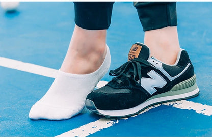 5 Pairs/Lot Men's Fashion Towel Bottom Boat Socks Cotton Sport Sweat Breathes Silicone Anti-Slip Invisible Socks Plus Size 41-45.