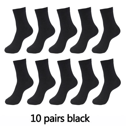 10 Pairs High Quality Bamboo Fiber Men's Socks Business Breathable Deodorant Compression Socks Men Long Big Size EUR 38-46