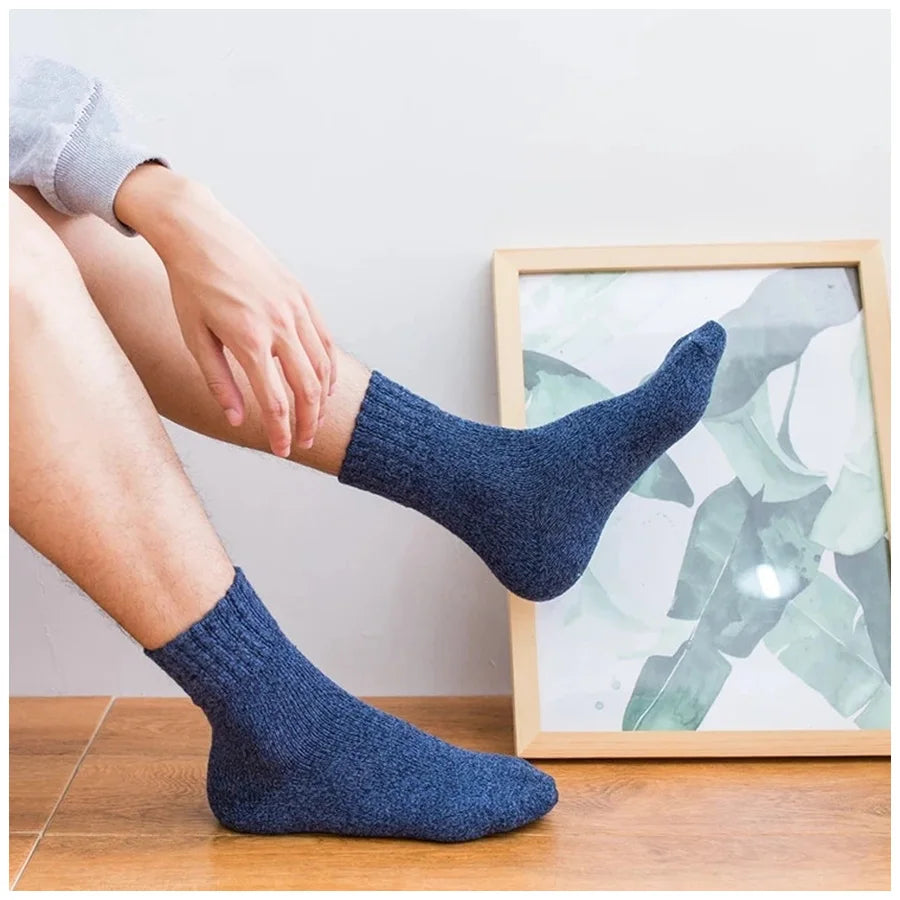 5 Pairs/Lot Wool Socks Men Winter Warm Cashmere Comfortable Long Crew Casual Bohemian Sock Male Gift for Husband Father 4 Styles.