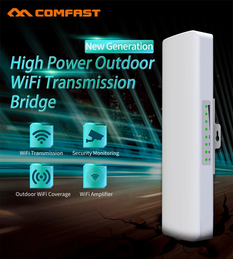 COMFAST 300Mbps Outdoor CPE Bridge Access Point 2.4Ghz 1Km-5km Long Range Extender WiFi Repeater Router AP Wi-Fi Bridge p to p.