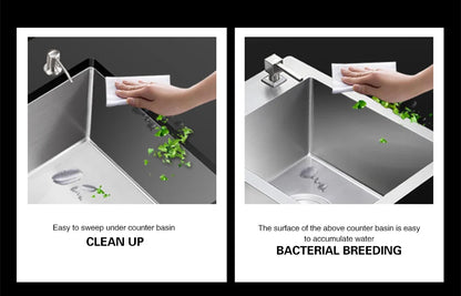 Large Size Single Kitchen Sink Handmade Brushed 304 Stainless Steel 3mm Thickness Single Bowl Bar Counter Kitchen Kinks