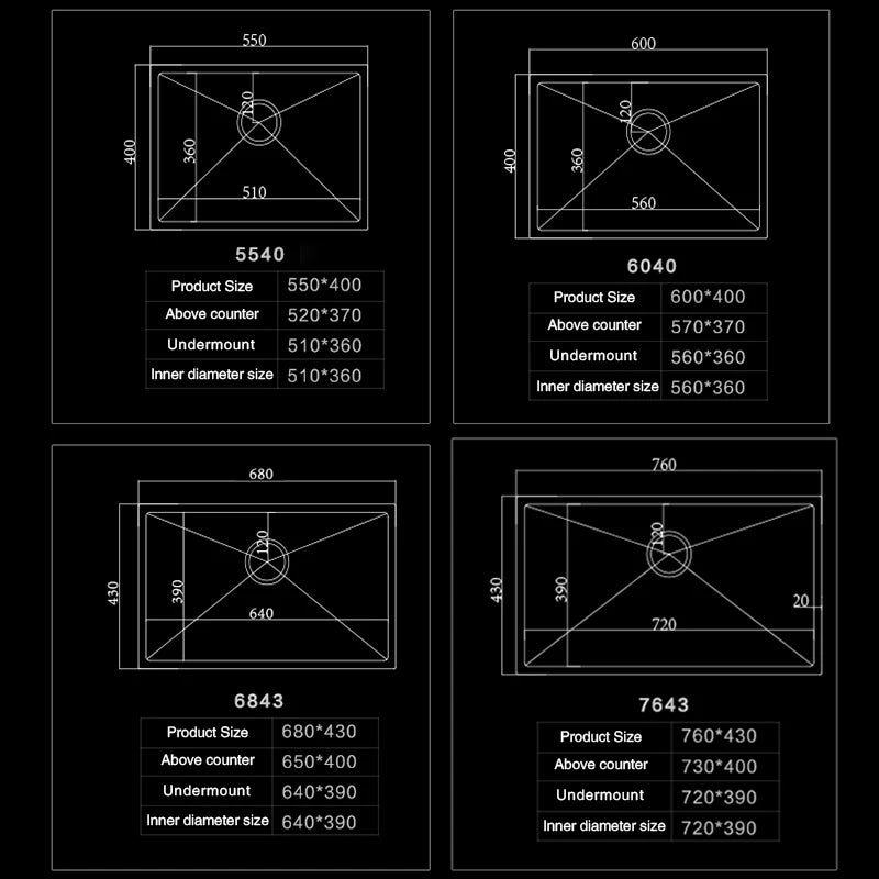 Large Size Single Kitchen Sink Handmade Brushed 304 Stainless Steel 3mm Thickness Single Bowl Bar Counter Kitchen Kinks