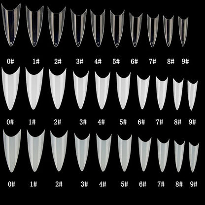 NATURAL CLEAR /WHITE 3 COLORS STILETTO FALSE NAIL TIPS, 500PCS FRENCH FAKE NAIL TIPS NAIL ART ACRYLICS ARTIFICIAL DIY NAIL TIPS.