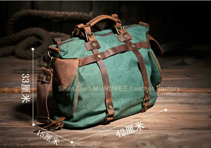 Vintage Military Canvas + Echtes Leder Herren Umhängetasche Sling Umhängetasche Tote Handtasche Herren Canvas Messenger Bag Freizeit
