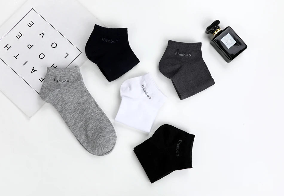 10 Pairs / Pack Men's Bamboo Fiber Socks Short High Quality New Casual Breatheable Anti-Bacterial Man Ankle Socks Men.