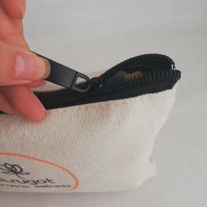 100Pcs Small Eco Friendly Custom Cotton Blank Zipper Pouch Make Up Bags Plain White Cotton Canvas Makeup Cosmetic Bag With Logo.