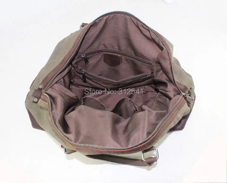 Vintage military Leinwand Leder männer reisetaschen Tragen auf Gepäck taschen Männer Duffel taschen reise tote große wochenende Tasche Übernachtung