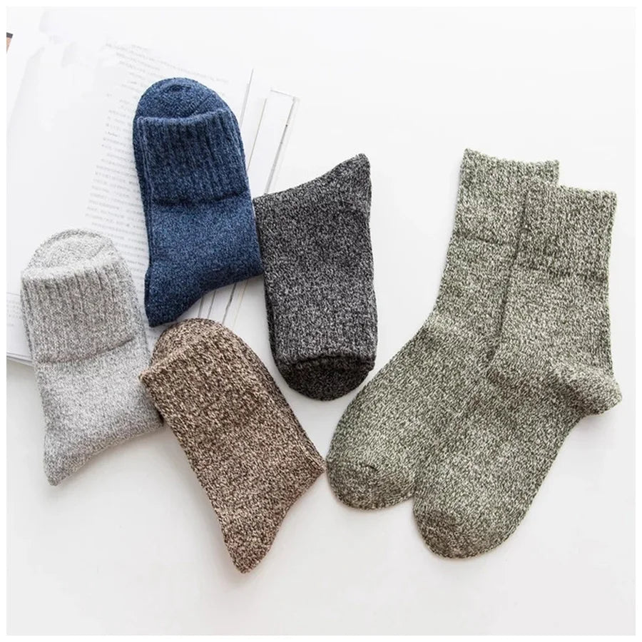 5 Pairs/Lot Wool Socks Men Winter Warm Cashmere Comfortable Long Crew Casual Bohemian Sock Male Gift for Husband Father 4 Styles.