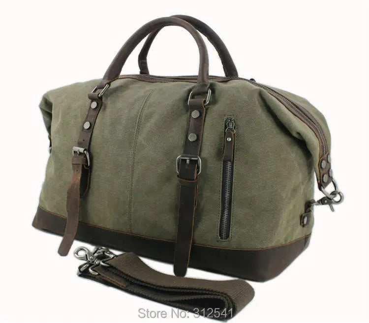 Vintage military Leinwand Leder männer reisetaschen Tragen auf Gepäck taschen Männer Duffel taschen reise tote große wochenende Tasche Übernachtung.