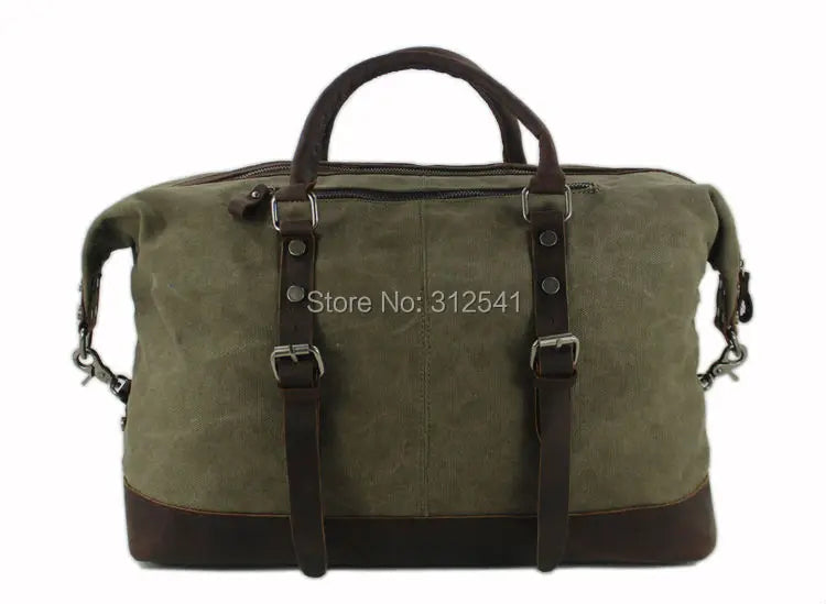Vintage military Leinwand Leder männer reisetaschen Tragen auf Gepäck taschen Männer Duffel taschen reise tote große wochenende Tasche Übernachtung.