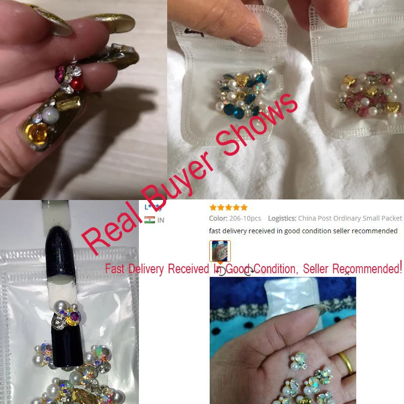 10pcs Diamond Crystal Nail Decors Pearl+Rhinestone+Alloy Germ Accessory Nail Art Decorations Glitter DIY 3D Nails Jewelry Charms.