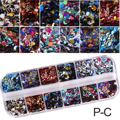 1 Set Mixed Color 3D Ultrathin Sequins Nail Glitter Flakes 1/2/3mm Sparkly DIY Tips Dazzling Paillette Nail Art Decorations TRP.