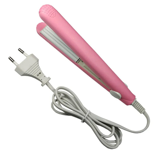 A mini hair iron pink corrugated plate electric curling iron curl modelling tools.