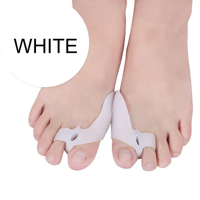 2pcs=1pair Silicone Two Hole Toe Separator Gel Foot Finger Protector Bunion Orthopedic Hallux Valgus Guard Straightener Pedicure.