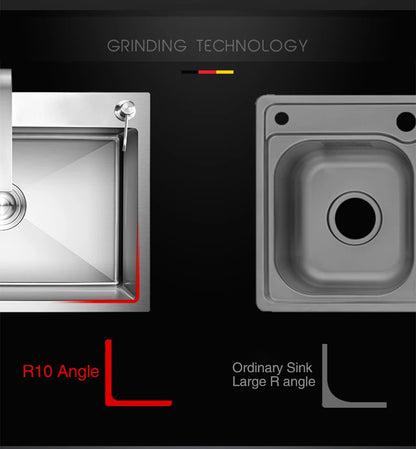 Kitchen sink lead-free handmade brushed 304 stainless steel 3mm thickness single bowl large size kitchen sink