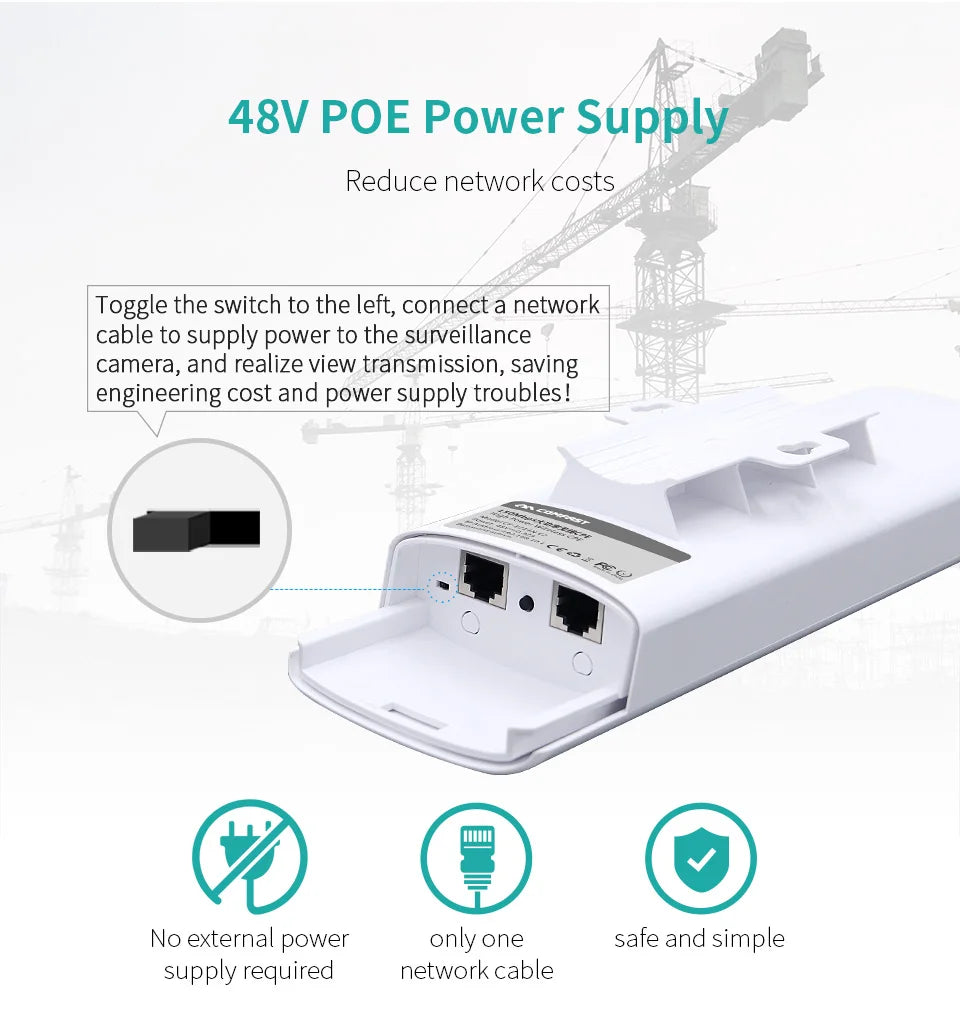 COMFAST 300Mbps Outdoor CPE Bridge Access Point 2.4Ghz 1Km-5km Long Range Extender WiFi Repeater Router AP Wi-Fi Bridge p to p.
