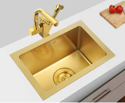 SUS 304 Stainless Steel Luxury Gold Nanometer Island Kitchen Sink Manual Single Bar Counter Mini Kitchen Sinks