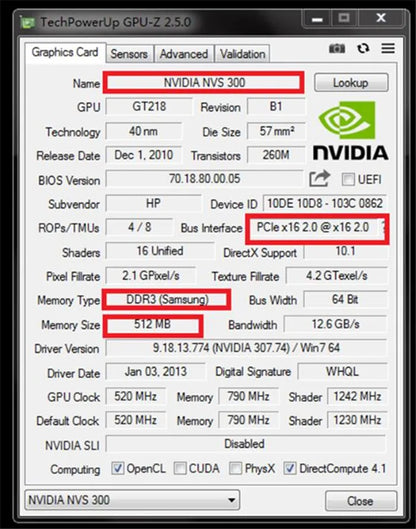 1PCS New LP low Profile Quadro NVIDIA NVS300 512M DDR3 PCIE NVS 300 Graphics Video Card with DMS59 Cable.