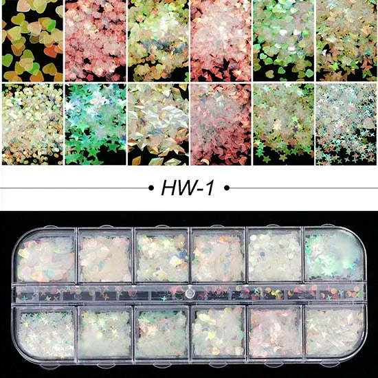 1 Set Mixed Color 3D Ultrathin Sequins Nail Glitter Flakes 1/2/3mm Sparkly DIY Tips Dazzling Paillette Nail Art Decorations TRP.