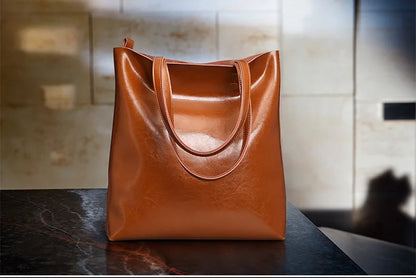 Cow Leather Bag Ladies Genuine Leather Handbags Big Women Bag Large Vintage Female 2023 Office Hand Shoulder Bags For Women Tote.